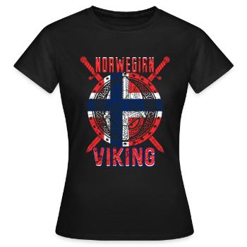 Norwegischer Wikinger - Frauen T-Shirt - Schwarz - Vorne - AI Model Female 172 dark (172cm)