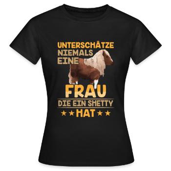 Shetty unterschätze niemals Shetland Pony reiten - Frauen T-Shirt - Schwarz - Vorne - AI Model Female 172 dark (172cm)