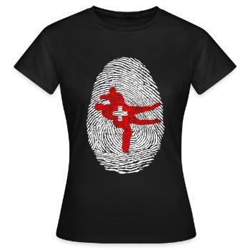 Schwingen Schweiz - Frauen T-Shirt - Schwarz - Vorne - AI Model Female 172 dark (172cm)