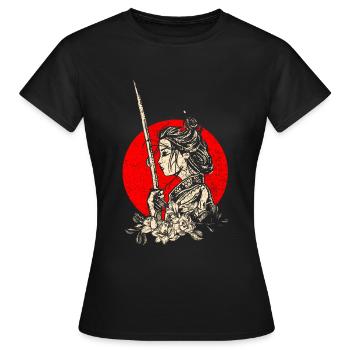 Japanische Kriegerin - Frauen T-Shirt - Schwarz - Vorne - AI Model Female 172 dark (172cm)