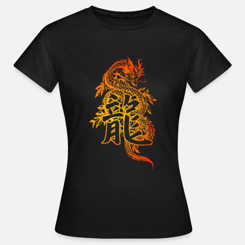 Drache mit chinesischen Schriftzeichen - Frauen T-Shirt - Schwarz