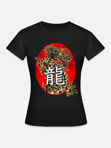 Drache mit chinesischen Schriftzeichen - Frauen T-Shirt - Schwarz