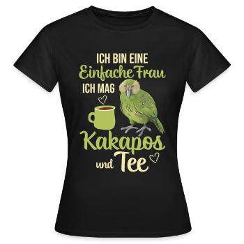 Ich mag Kakapos und Tee Papagei - Frauen T-Shirt - Schwarz - Vorne - AI Model Female 172 dark (172cm)