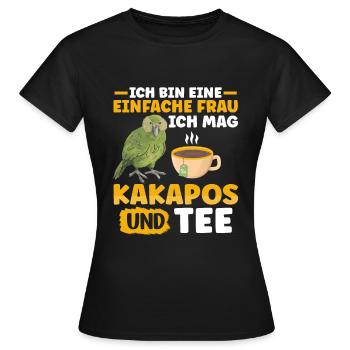 Ich mag Kakapos und Tee Papagei - Frauen T-Shirt - Schwarz - Vorne - AI Model Female 172 dark (172cm)