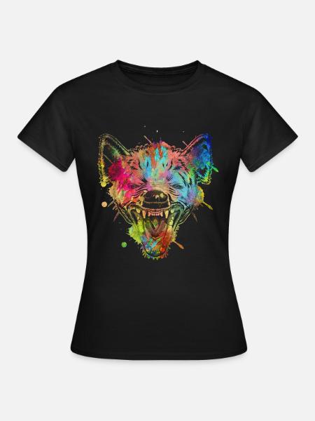 Bunte Hyäne - Dame-T-shirt - sort