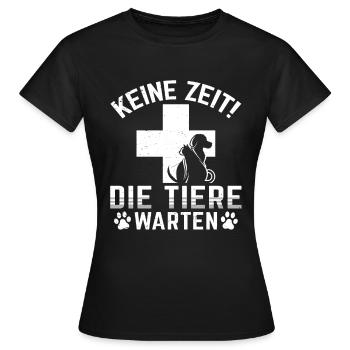 Tierarzthelferin keine Zeit die Tiere warten TFA - Frauen T-Shirt - Schwarz - Vorne - AI Model Female 172 dark (172cm)