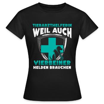 Tierarzthelferin Vierbeiner Helden TFA Veterinär - Frauen T-Shirt - Schwarz - Vorne - AI Model Female 172 dark (172cm)