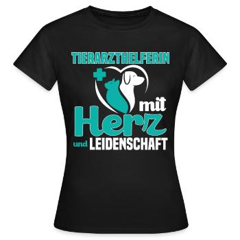 Tierarzthelferin mit Herz und Leidenschaft TFA - Frauen T-Shirt - Schwarz - Vorne - AI Model Female 172 dark (172cm)