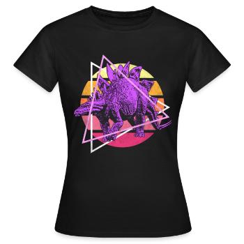 Dinosaures Vaporwave Stegosaurus - T-shirt Femme - noir - Devant - AI Model Female 172 dark (172cm)