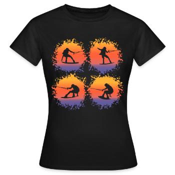 Wakeboard Surfboard Waken Wakeskate Retro - T-shirt Femme - noir - Devant - AI Model Female 172 dark (172cm)
