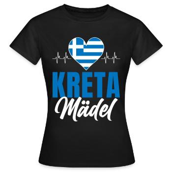 Kreta Mädel Griechenland Urlaub Herzschlag - Frauen T-Shirt - Schwarz - Vorne - AI Model Female 172 dark (172cm)