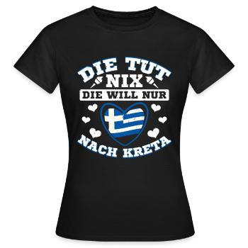Kreta die tut nix Griechenland Urlaub - Frauen T-Shirt - Schwarz - Vorne - AI Model Female 172 dark (172cm)