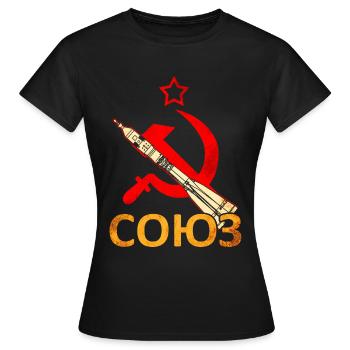 Sojus Rakete Sowjetunion - Frauen T-Shirt - Schwarz - Vorne - AI Model Female 172 dark (172cm)