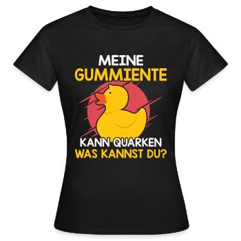 Meine Gummiente kann Quarken Badeente - Frauen T-Shirt - Schwarz - Vorne - AI Model Female 172 dark (172cm)