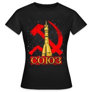Soyuz rocket Soviet Union - Women's T-Shirt - black - Front - AI Model Female 172 dark (172cm)