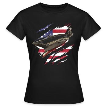 Amerikanischer Flugzeugträger - Frauen T-Shirt - Schwarz - Vorne - AI Model Female 172 dark (172cm)