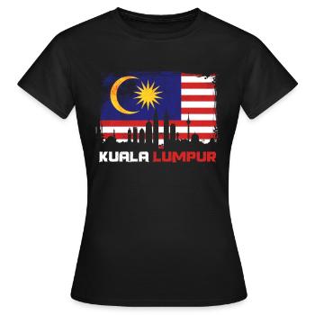 Kuala Lumpur Malaysia Flagge - Frauen T-Shirt - Schwarz - Vorne - AI Model Female 172 dark (172cm)
