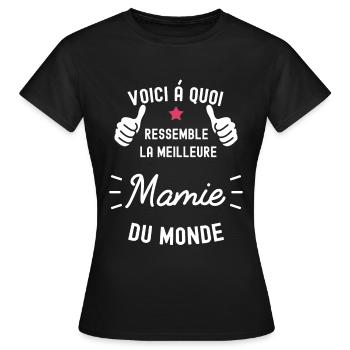 voici meilleure mamie du monde - T-shirt Femme - noir - Devant - AI Model Female 172 dark (172cm)