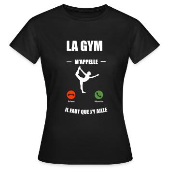 la gym m appelle - T-shirt Femme - noir - Devant - AI Model Female 172 dark (172cm)