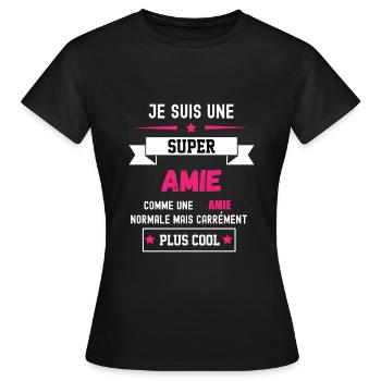 super amie comme amie normale - T-shirt Femme - noir - Devant - AI Model Female 172 dark (172cm)