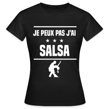 je peux pas j'ai salsa humour musique - T-shirt Femme - noir - Devant - AI Model Female 172 dark (172cm)