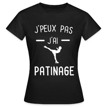je peux pas j'ai patinage femme - T-shirt Femme - noir - Devant - AI Model Female 172 dark (172cm)