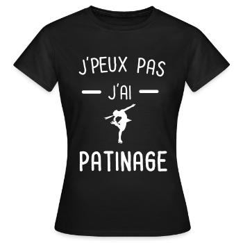 je peux pas j'ai patinage sport femme - T-shirt Femme - noir - Devant - AI Model Female 172 dark (172cm)