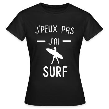 je peux pas j'ai surf board femme - T-shirt Femme - noir - Devant - AI Model Female 172 dark (172cm)