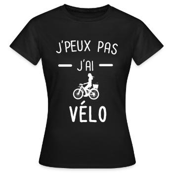 je peux pas j'ai vélo femme - T-shirt Femme - noir - Devant - AI Model Female 172 dark (172cm)
