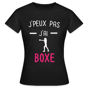 je peux pas j'ai boxe rose - T-shirt Femme - noir - Devant - AI Model Female 172 dark (172cm)