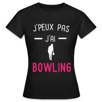 je peux pas j'ai bowling rose - T-shirt Femme - noir - Devant - AI Model Female 172 dark (172cm)