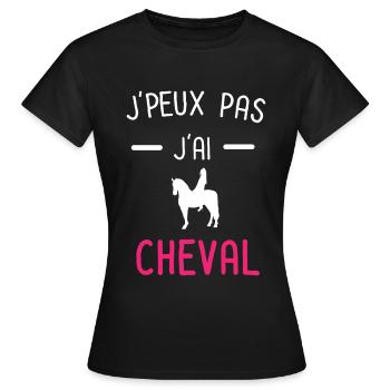 je peux pas j'ai cheval rose - T-shirt Femme - noir - Devant - AI Model Female 172 dark (172cm)