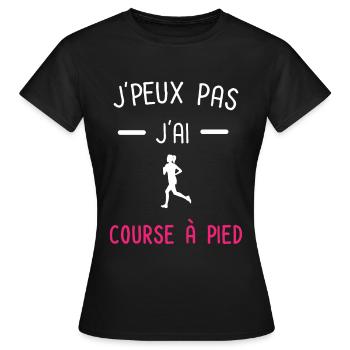 je peux pas j'ai course à pied rose - T-shirt Femme - noir - Devant - AI Model Female 172 dark (172cm)