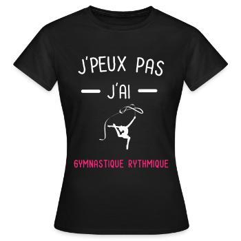 je peux pas j'ai gymnastique rythmique rose - T-shirt Femme - noir - Devant - AI Model Female 172 dark (172cm)