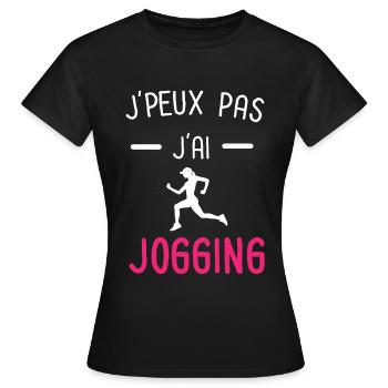 je peux pas j'ai jogging rose - T-shirt Femme - noir - Devant - AI Model Female 172 dark (172cm)