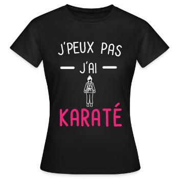 je peux pas j'ai karaté rose - T-shirt Femme - noir - Devant - AI Model Female 172 dark (172cm)