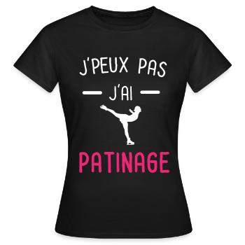 je peux pas j'ai patinage rose - T-shirt Femme - noir - Devant - AI Model Female 172 dark (172cm)