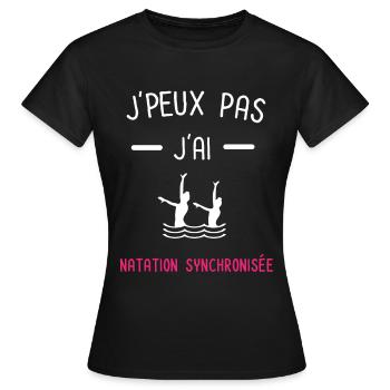 je peux pas j'ai natation synchronisée rose - T-shirt Femme - noir - Devant - AI Model Female 172 dark (172cm)