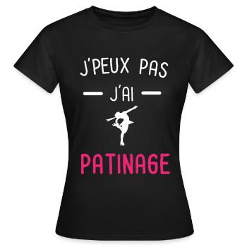 je peux pas j'ai patinage sport rose - T-shirt Femme - noir - Devant - AI Model Female 172 dark (172cm)