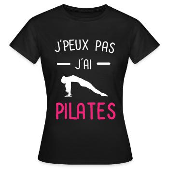 je peux pas j'ai pilates rose - T-shirt Femme - noir - Devant - AI Model Female 172 dark (172cm)