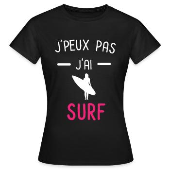 je peux pas j'ai surf rose - T-shirt Femme - noir - Devant - AI Model Female 172 dark (172cm)