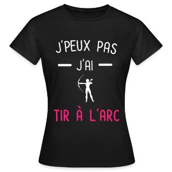 je peux pas j'ai tir à l'arc rose - T-shirt Femme - noir - Devant - AI Model Female 172 dark (172cm)