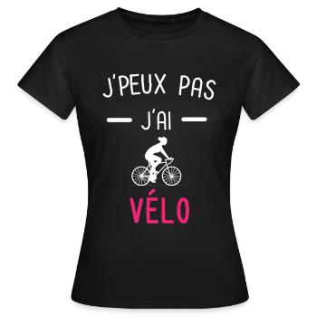 je peux pas j'ai vélo cyclisme rose - T-shirt Femme - noir - Devant - AI Model Female 172 dark (172cm)