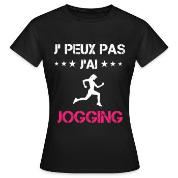 je peux pas j'ai jogging cadeau rose - T-shirt Femme - noir - Devant - AI Model Female 172 dark (172cm)