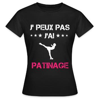 je peux pas j'ai patinage cadeau rose - T-shirt Femme - noir - Devant - AI Model Female 172 dark (172cm)