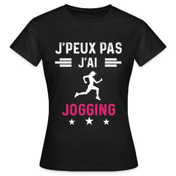 je peux pas j'ai jogging drôle femme - T-shirt Femme - noir - Devant - AI Model Female 172 dark (172cm)