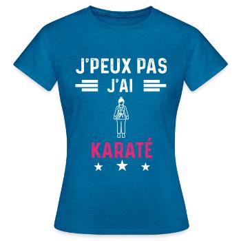 je peux pas j'ai karaté drôle femme - T-shirt Femme - bleu saphir antique chiné - Devant - AI Model Female 172 dark (172cm)