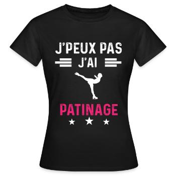 je peux pas j'ai patinage drôle femme - T-shirt Femme - noir - Devant - AI Model Female 172 dark (172cm)