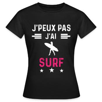 je peux pas j'ai surf board drôle femme - T-shirt Femme - noir - Devant - AI Model Female 172 dark (172cm)