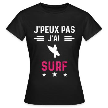 je peux pas j'ai surf drôle femme - T-shirt Femme - noir - Devant - AI Model Female 172 dark (172cm)